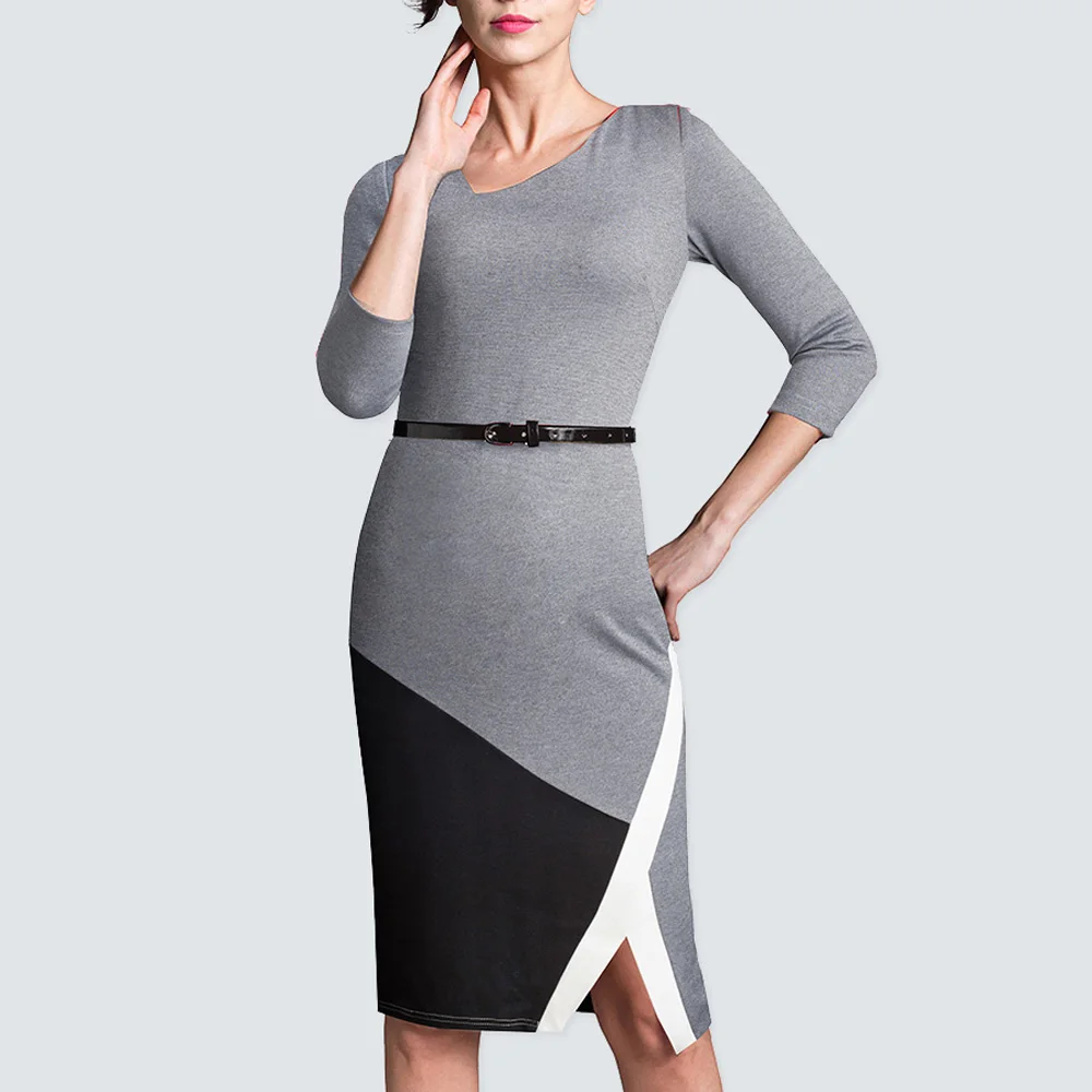 Женское платье карандаш без рукавов повседневное офисное черное составного кроя