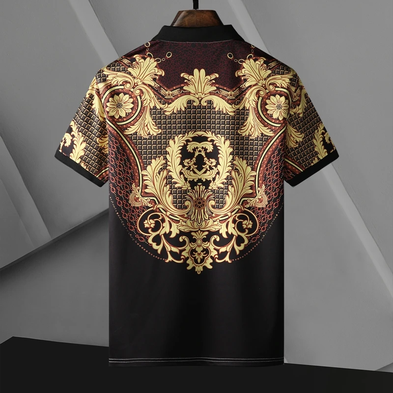 

Mens Slim fit Polo Shirt New Summer Short Sleeve Turn-down Collar Slim Tops Casual Breathable Black white Color Business Shirt