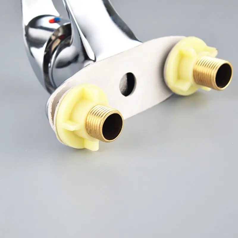 

Bathroom Sink Faucet Chrome and Spray Shower Head Deck Mounted Basin Mixer Taps