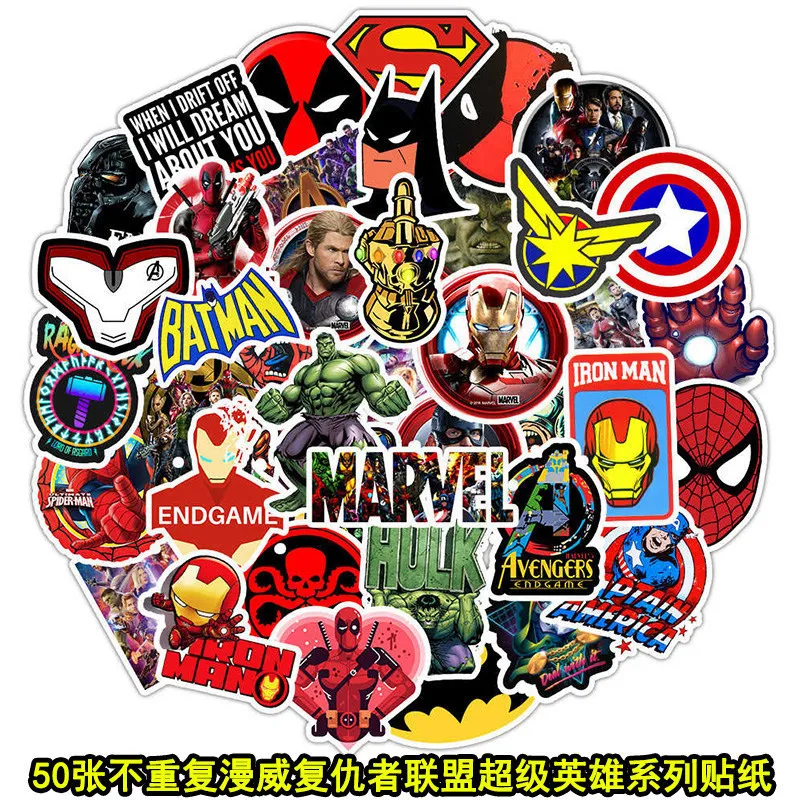 100PCS light Marvel The Avengers Superhero Stickers Decal For Luggage Car Fridge Laptop guitar Iron spider super man Sticker | Рукоделие и