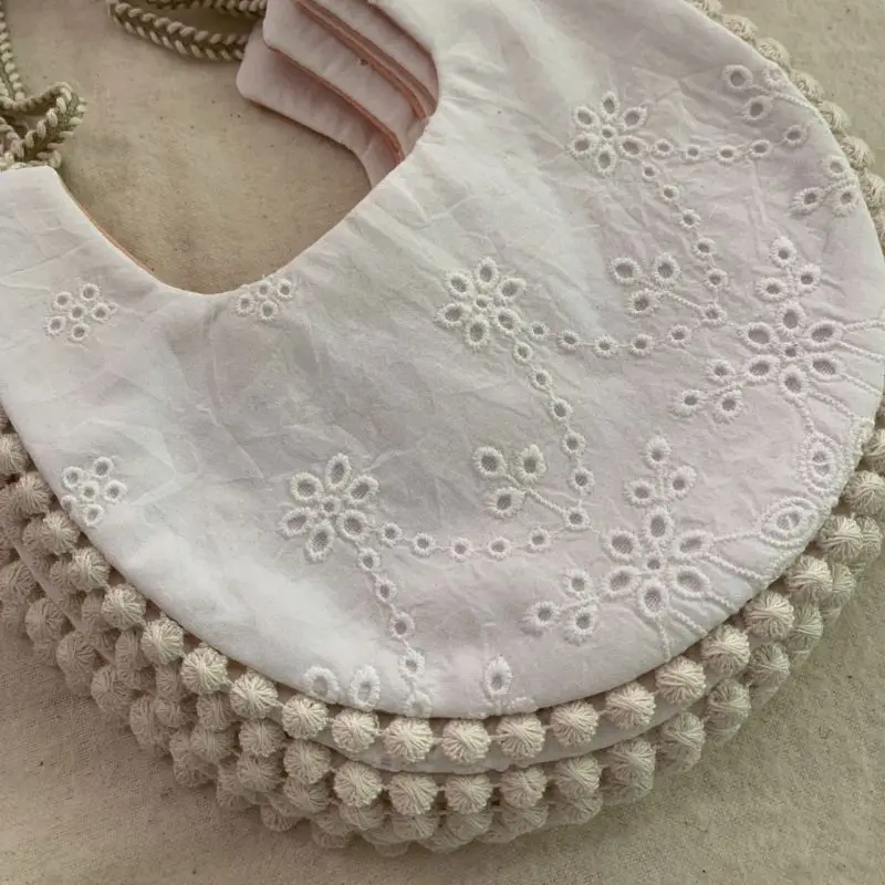 

Baby Cotton Embroidery Double Side Bibs Toddler Saliva Towel Feeding Burp Cloths