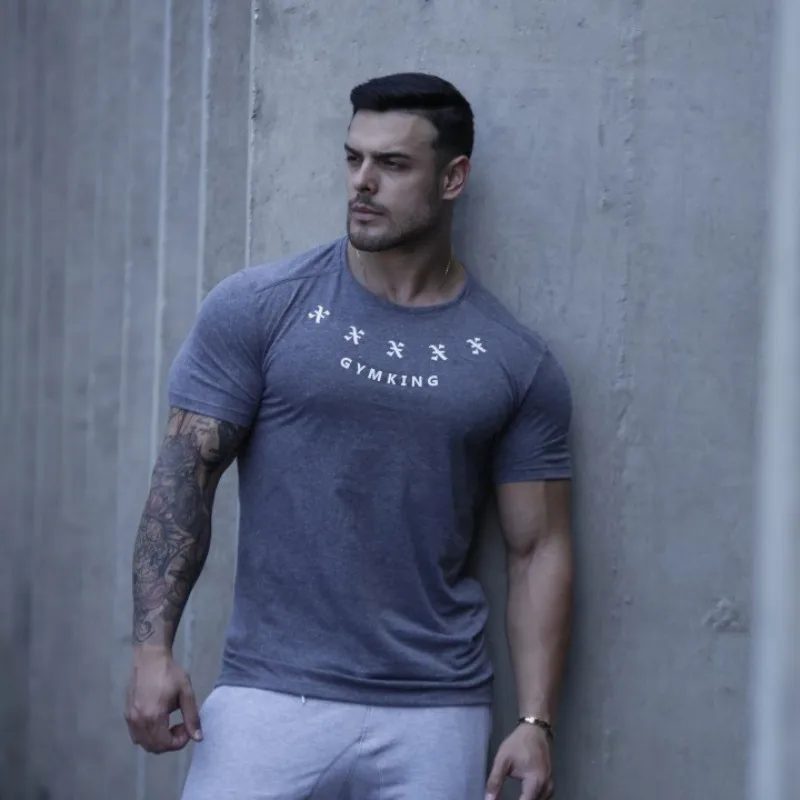 2019 хлопковая облегающая эластичная Спортивная футболка для бега Мужская модная