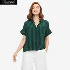 LilySilk шелковая рубашка, классический воротник рубашки, полосатая Женская Новая бесплатная доставка
