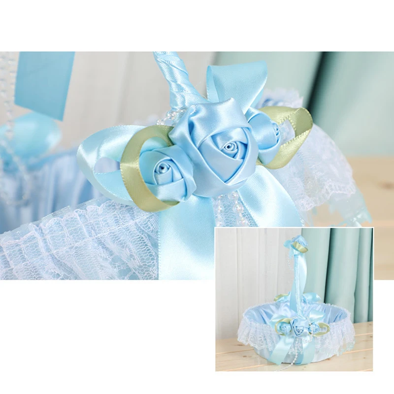 

Lace Flower Girl Basket Decorative Flower Basket for Western Style Wedding Ceremony Party Decoration Buckets