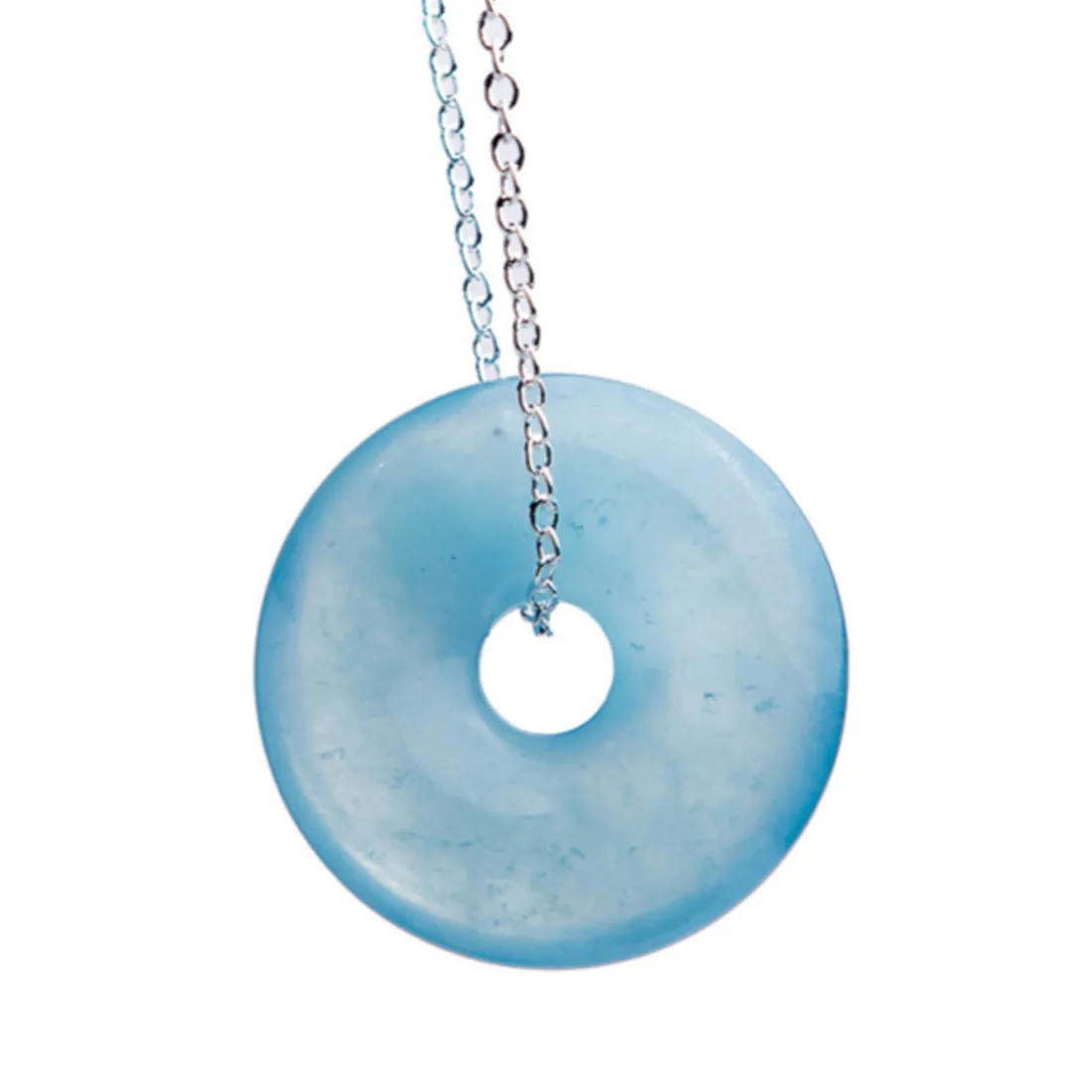 

Necklace Pendant Natural Blue Aquamarine Jewelry For Women Lady Men Gift Crystal Stone Silver Chains 26x9mm Beads Gemstone AAAAA