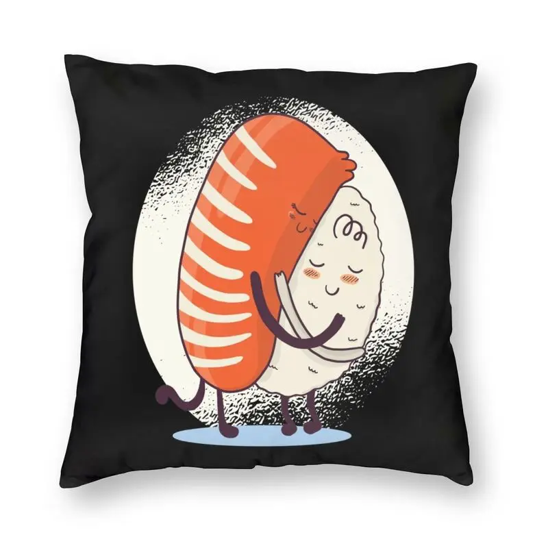 

Cartoon Sushi Hug Cushion Cover 40x40cm Home Decor Printing Japanese Food Anime Throw Pillow for Car Double Side