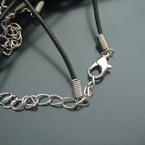 

Ciseng 25pcs/lot Stainless Steel Spring End Caps Silver Tone Necklace Clasps Hook Fit 3mm Round Leather Cord Jewelry Making