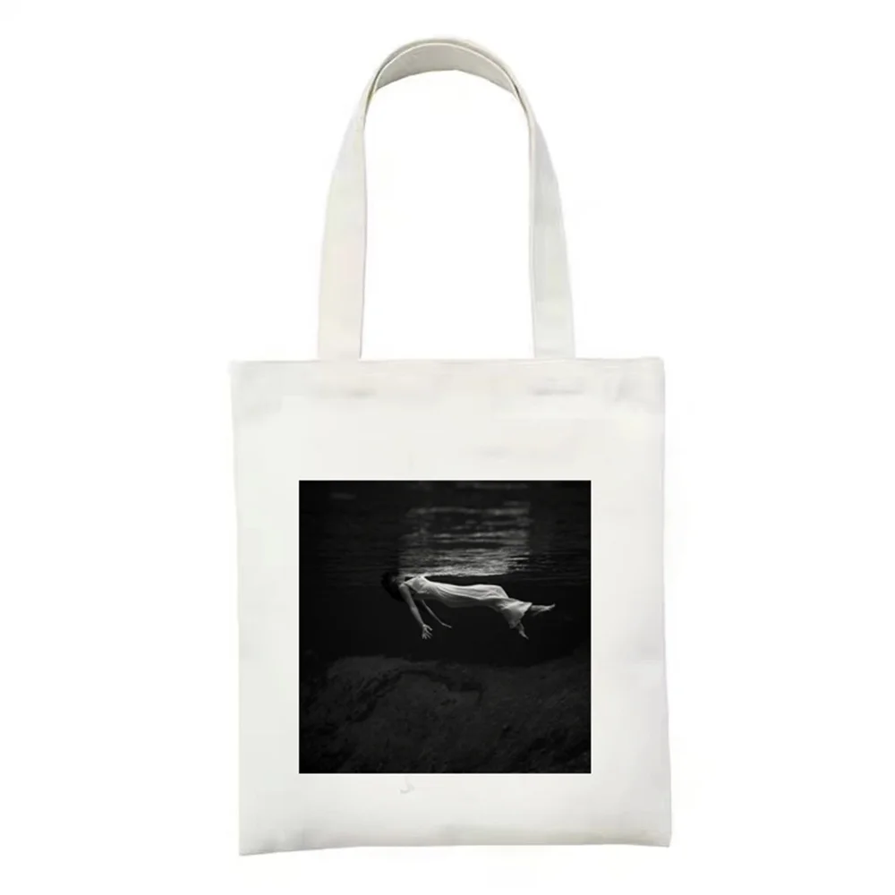

Ladies Women Canvas Shoulder Bag Reusable Foldable Storage Female Funny Animal Cartoon Drawing Oil Painting Large Shopper Bag