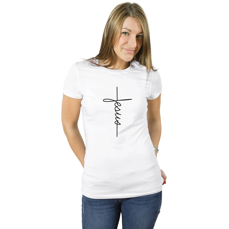 Футболка Jesus с христианским крестом модные женские повседневные топы коротким