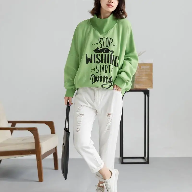 Толстовка женская оверсайз с кошачьими буквами теплая начесом на осень 2021 |