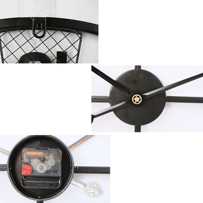 

Wrought Iron American Retro Living Room Clock Round Metal Wall Clock Creative Decorative Wall Watch