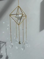moon suncatcher gold modern clear crystal prism celestial hanging zen decor good luck gift
