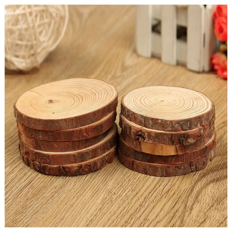 10 шт. натуральное дерево круглое ломтик бревна и 12 шт./компл. Смола Роза белая