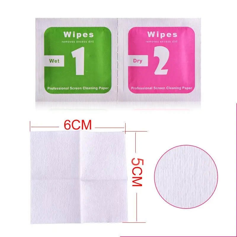

2 Dry Wet Wipes Cleaning Cloth Mobile Phone Screen Camera Lens Dust Removal Fingerprints Wipes Touch LCD Glass Protector Cleaner