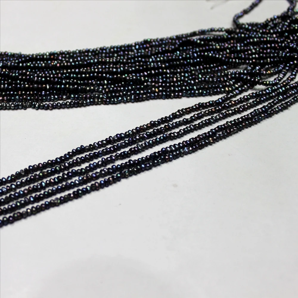 

YINANYIMEI 5 string black minimal freshwater pearl 2-2.5mm necklace 37.5cm DIY glasses chain or mask chain