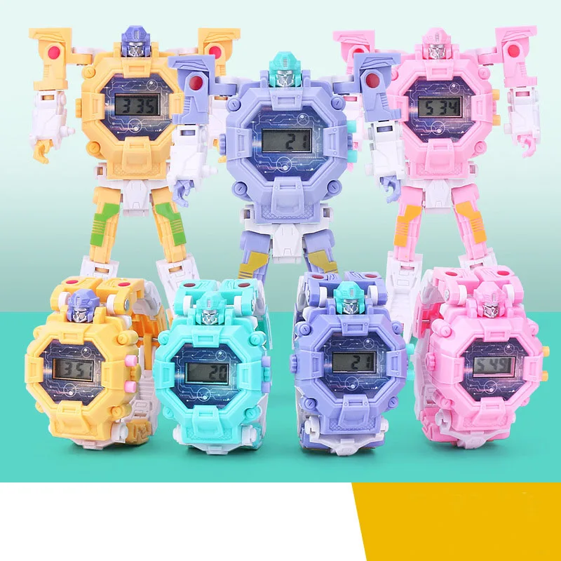 

Children's Deformation Robot Watch Toy Boy Girl Model Sports Electronic Watches Toy Kid Student Birthday Gift Wristwatch