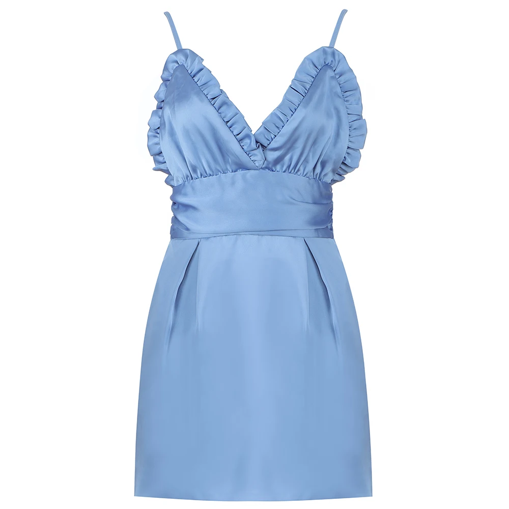 

New Fashion 2020 Dresses For Women Sexy Dress Spaghetti Strap Backless Blue Mini Dresses Woman Party Night Cocktail