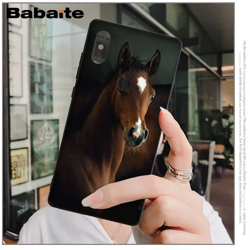 Babaite Horse Animal Smart Cover Black Soft Shell Phone Case for Xiaomi Mi 6 Note3 8 8SE Redmi 5 5Plus Note4 4X Note5 Cellphones