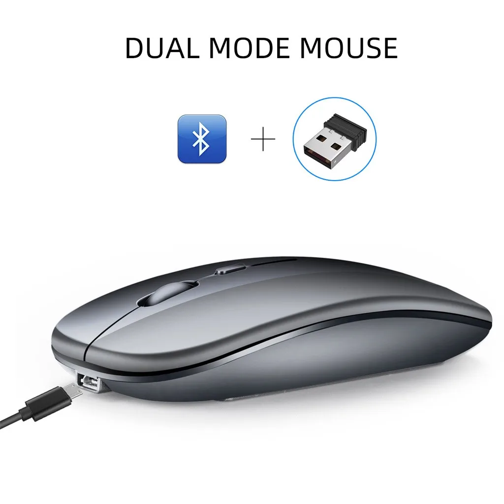 Gray Мышь Raton с двойным режимом беспроводной Bluetooth 5,0 точек/дюйм USB для ПК ноутбука геймера компьютерные мыши Sem Fio Inalambrico Ordenador 19Sep - Цвет: Gray