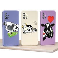fun cartoon cow for samsung a01 a02s a03s a22 a12 a21s a32 a91 a81 a71 a52s a52 a51 liquid silicone soft phone case