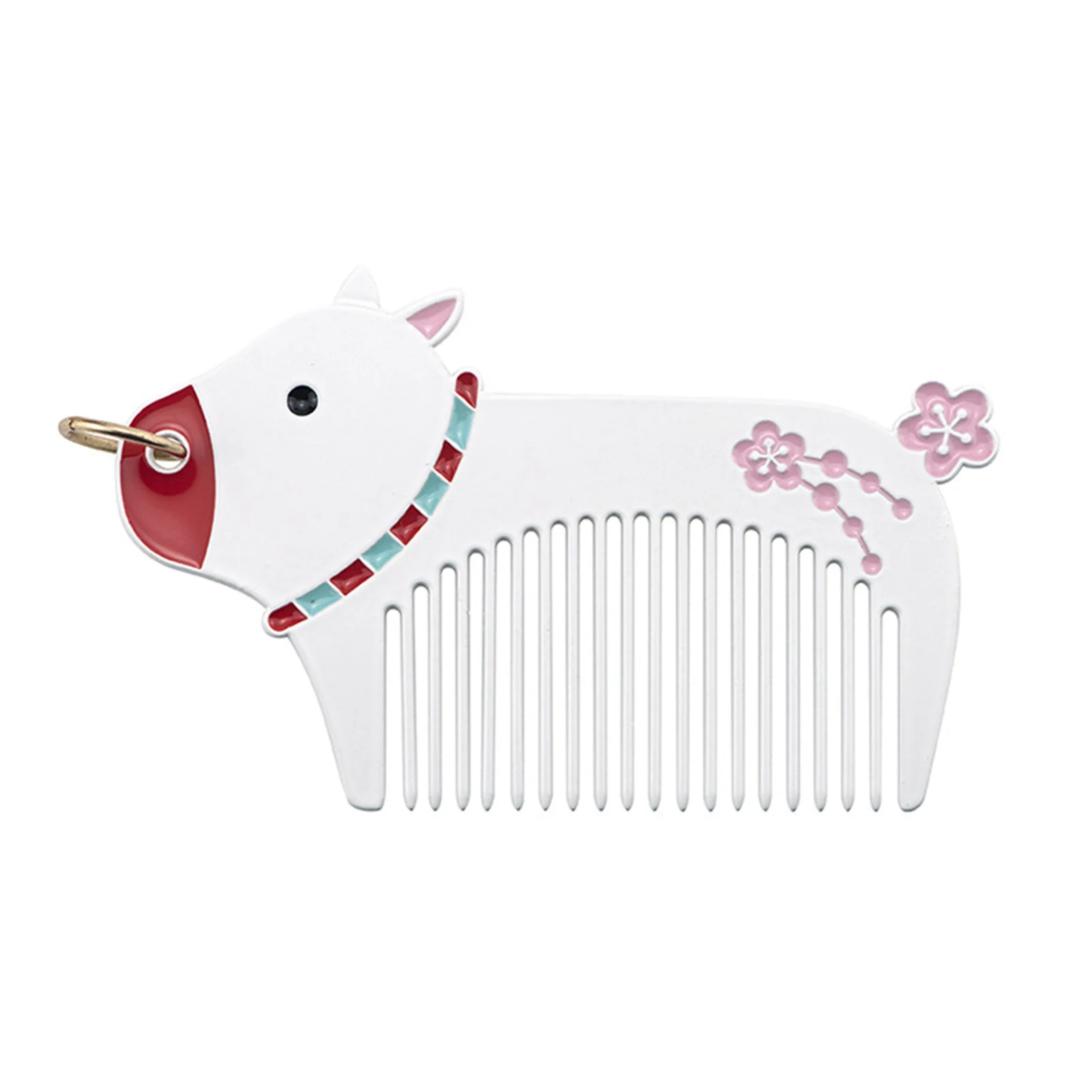 

Cartoon Ox Mini Hair Comb Gift Hairdressing Comb Hair Brush Peach Blossom Alloy Portable Hairstyling Tool Salon Accessaries