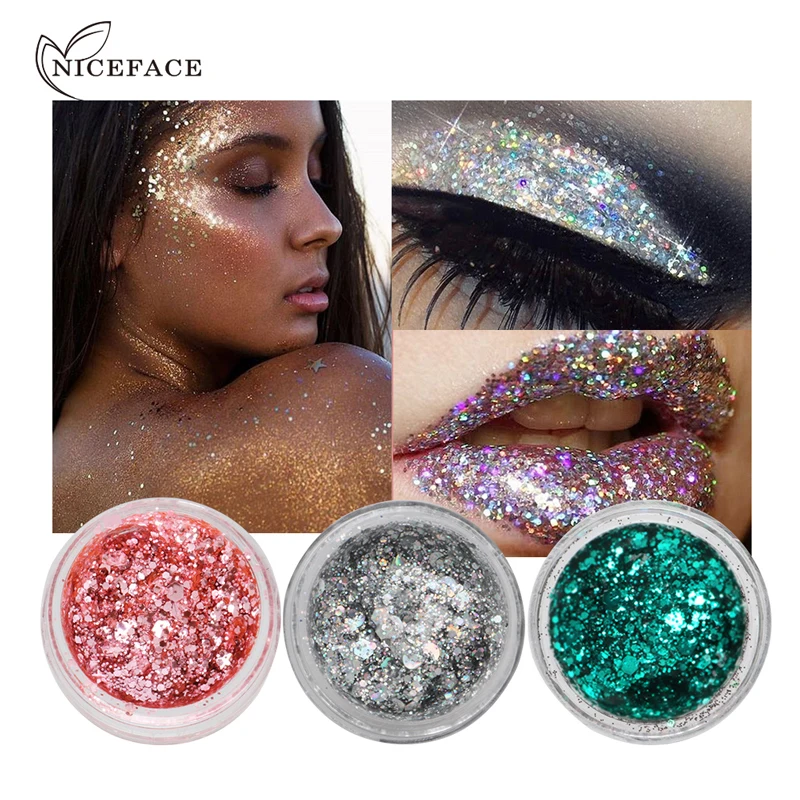 Niceface глянцевые желе жидкие тени для век супер горячие с металлическими блестками водонепроницаемые алмазные тени для век мерцающий макияж тени для век Палитра
