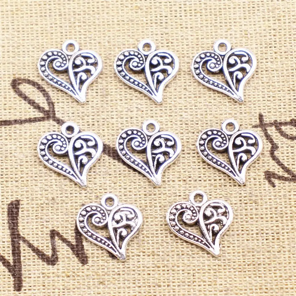 

Designer Charms DIY 20pcs 15x14mm Antique Silver Color Little Peach Heart Charms