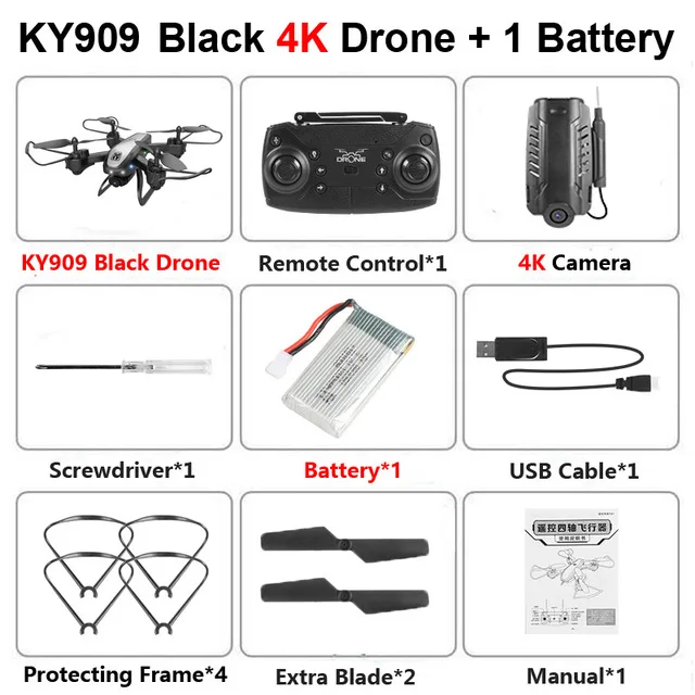 Red 4K Camera KY909 RC WiFi Дрон с 4K широкоугольной WiFi HD камерой оптический поток RC складной мини Квадрокоптер Вертолет VS LF606 E58 M69 F11 - Цвет: Red 4K Camera