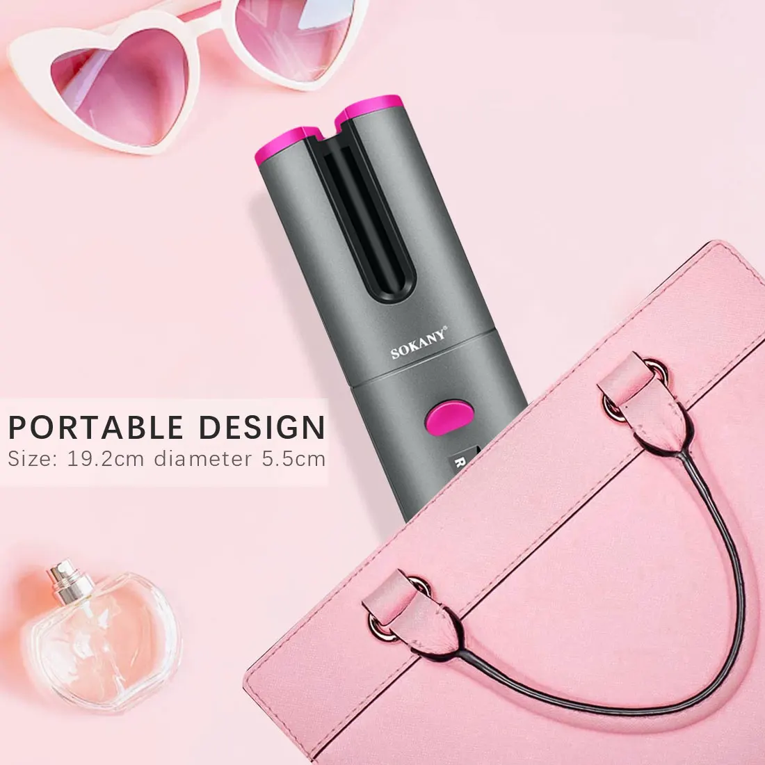 

Cordless Automatic Hair Curler iron wireless Curling Iron USB Rechargeable Air Curler for Curls Waves LCD Display Ceramic Curly