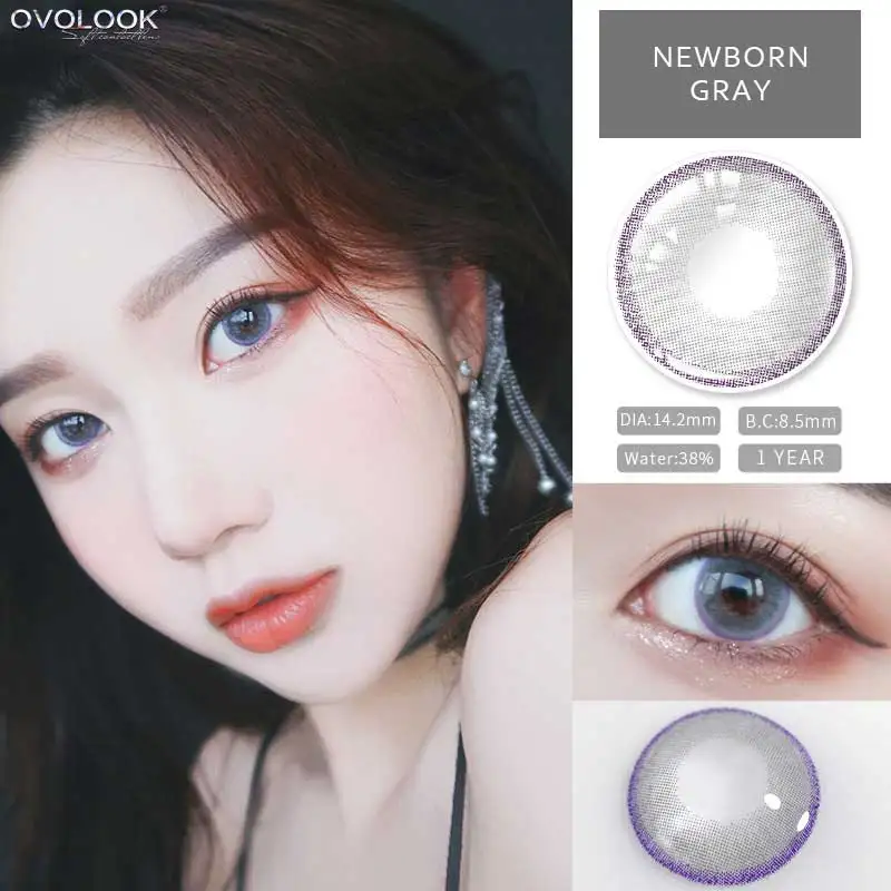 

OVOLOOK-2pcs/pair Beautiful Lenses Colored Lenses for Eyes 6 Tone Contact Lenses Eye Color Lens Color Contacts (DIA:14-14.2mm)