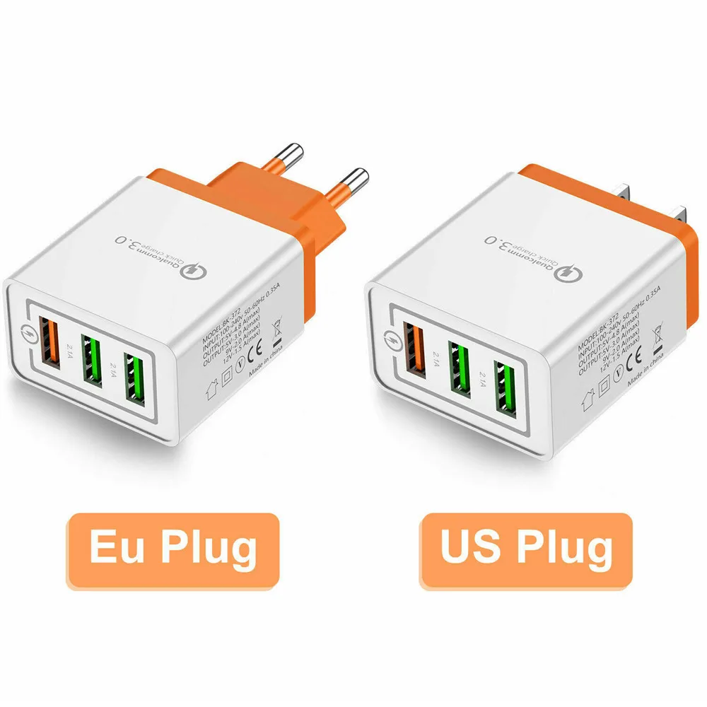 Быстрое зарядное устройство USB 5 в 2 4 А QC3.0 быстрое для iPhone Samsung Xiaomi 3 USB|Зарядные