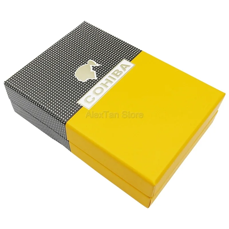 Lighter Box COHIBA элегантный Gridding Stripes ветрозащитный 3 фонарь Jet Flame многоразовая зажигалка с сигарой и подарочной коробкой - Цвет: Lighter Box