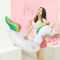 inflatable sequins unicorn swim ring pool float adult child water swimming floating summer beach tube fun pool toys photo props