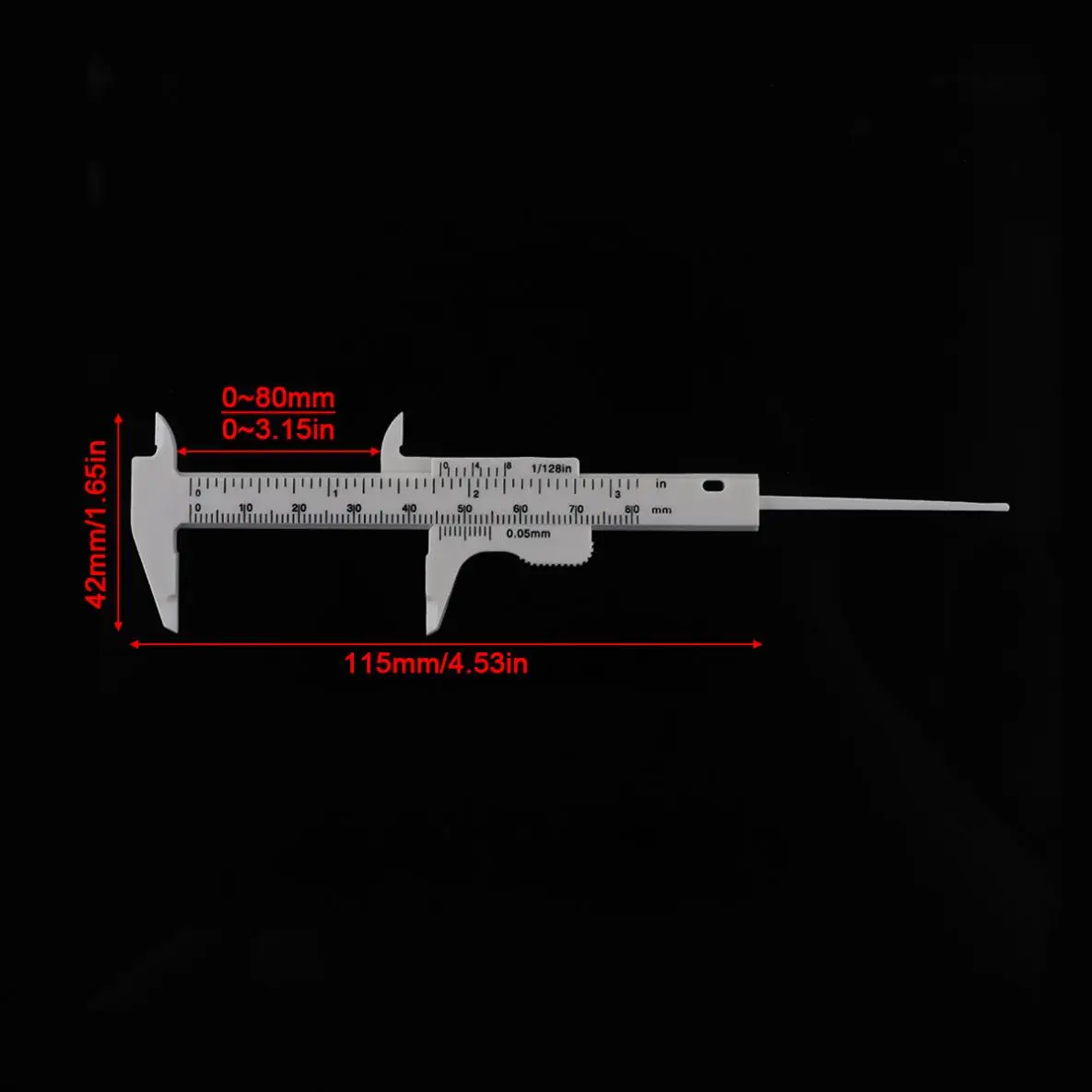 

0-80mm Double Scale White Plastic Vernier Caliper with Orange Mini Measurement Tool for Students / Antique Measurement
