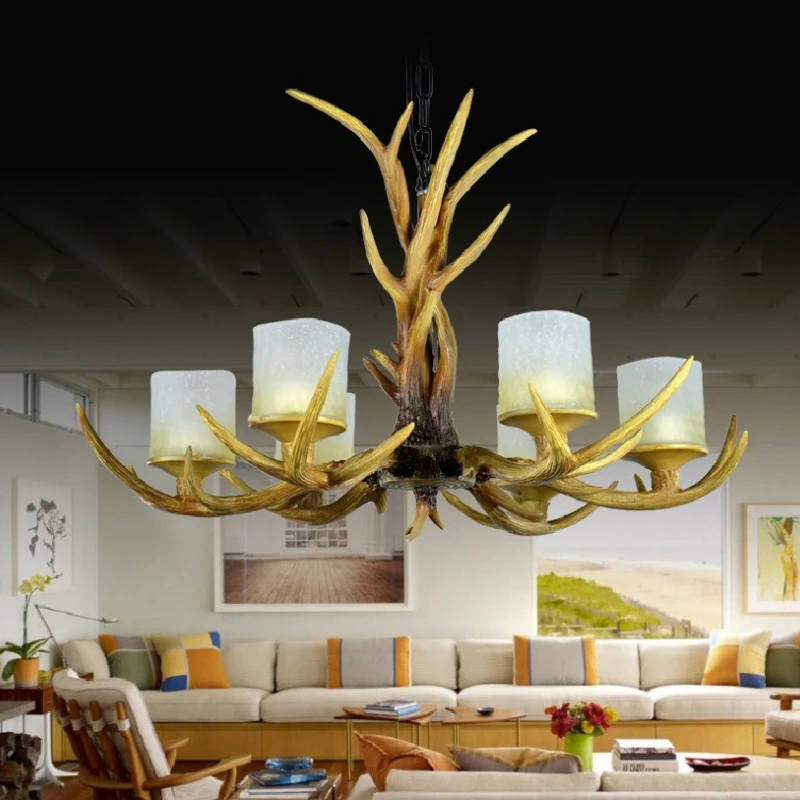 Страны Европы 6 головок американская ретро люстра светильник смолы оленьи рога