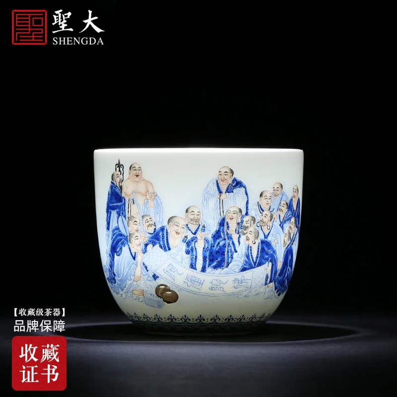 

Большая Керамическая чайная курица, кунг-фу, 18 предметов голубого цвета, чашка Цзиндэчжэнь, мастер чайных сервизов, образец чашки чая