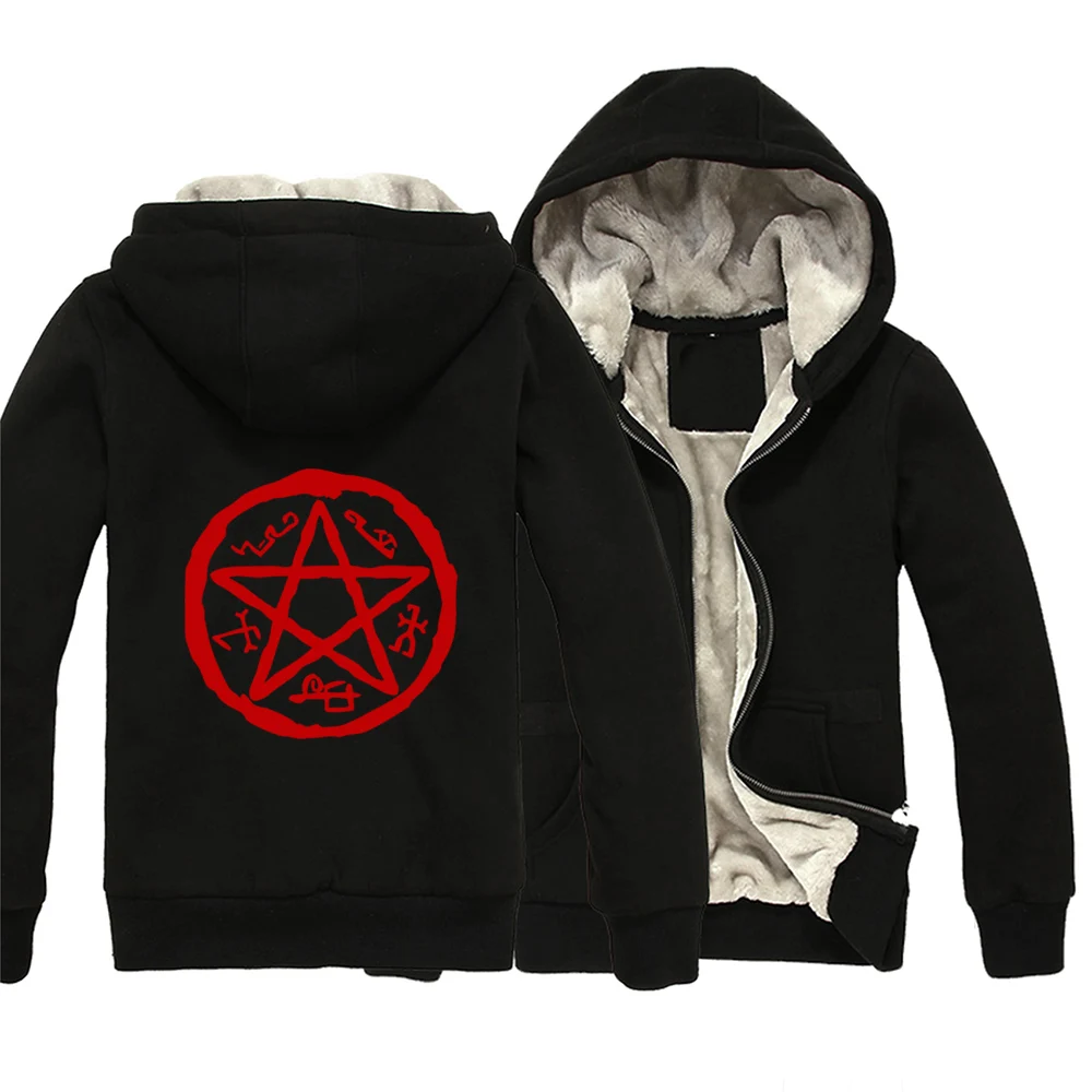 

Angel Banish Winchester Devils Trap Purgatory Symbols Sigil Woman Girl Parkas Full Zip Coat Plus Velvet Autumn Winter ZIIART