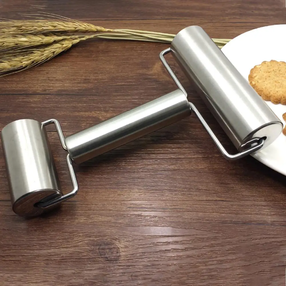

Stainless Steel Christmas Rolling Pin Pastry Pizza Fondant Bakers Roller Metal Kitchen Tool for Baking Dough Pizza Pie Cookies