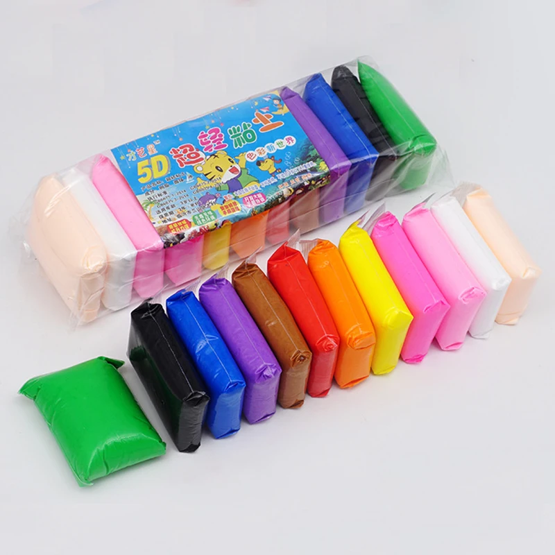 12 colors 12 шт./партия глиняный полимерный воздушный Сухой игровой тесто инструменты слизь модельный свет Пластилин «сделай сам» обучающий подарок для детей - Цвет: 12 colors