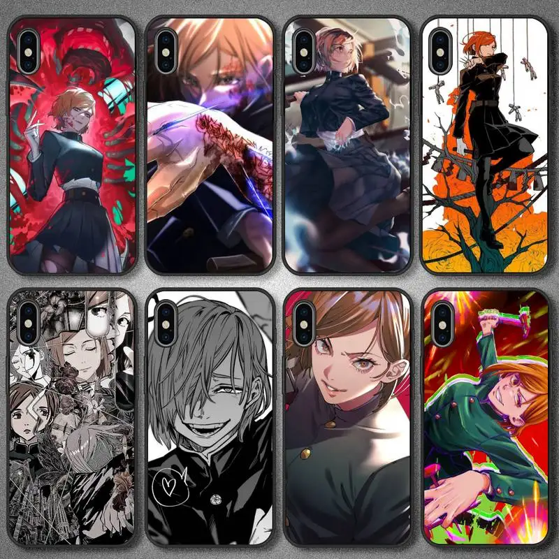 

Kugisaki Nobara Phone Case For Black Soft Phone Case 5 5s se 6 6s 7 8 11 12 X Xs Xr Pro Plus Max Mini Cover