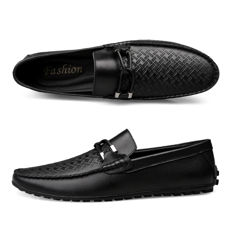 Туфли мужские из натуральной кожи дышащие повседневные лоферы без застежки