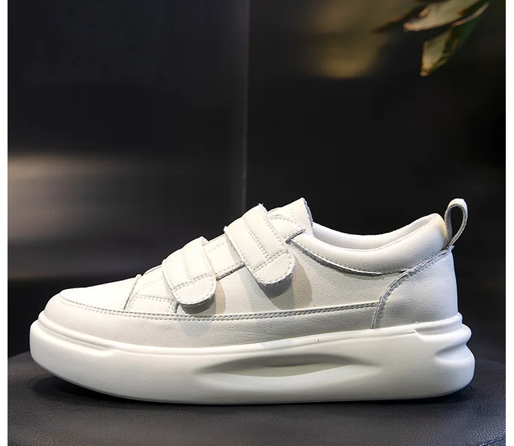 Туфли женские кожаные на липучке удобная обувь для ходьбы белые кроссовки лоферы