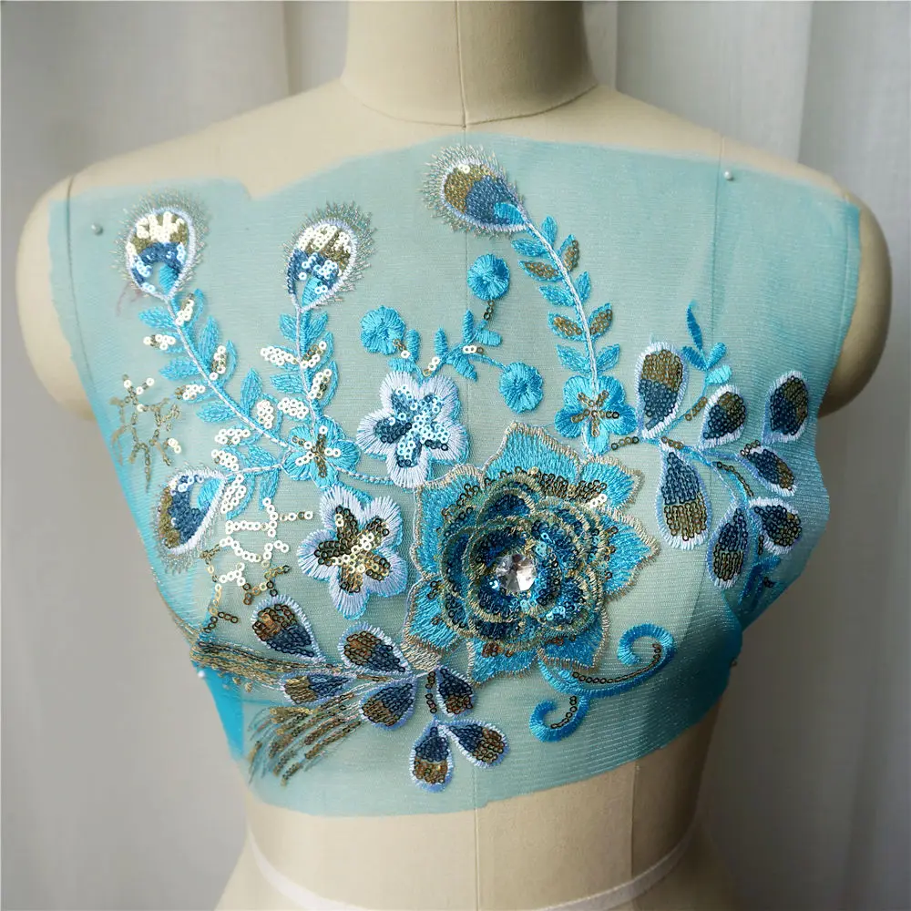 Вышитый кружевной воротник для платья с блестками и перьями | Дом сад