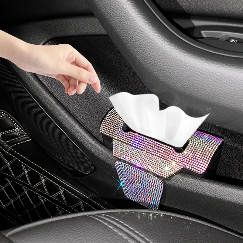 

Car Tissue Box Creative Bling Paper Holder Auto Luxury Tissue Holder Bling Tissue Cover Car Interior Accessories for Women