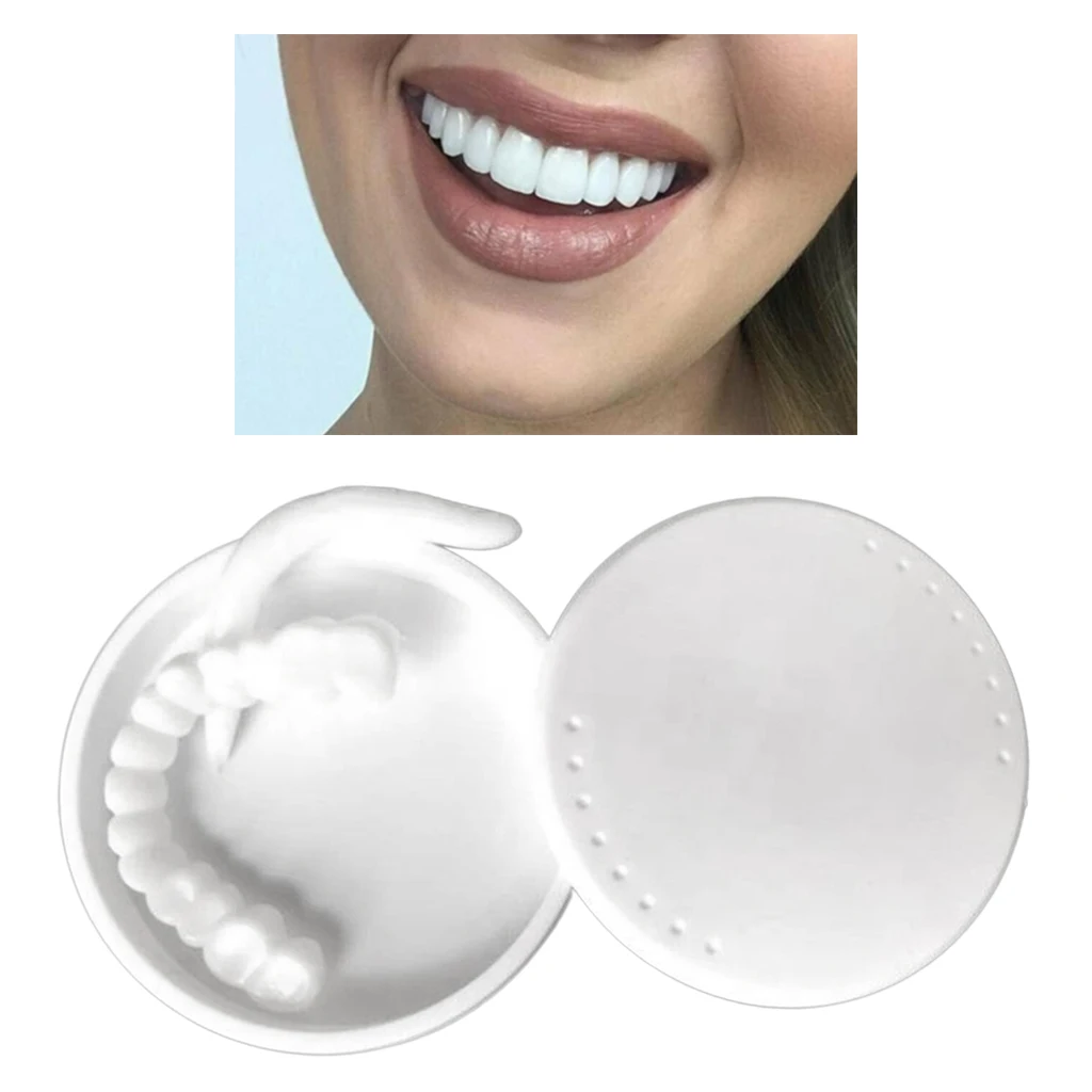 

Silicone Smiling Sn ap On False Teeth Den tal Veneers Dentures Tooth Cover