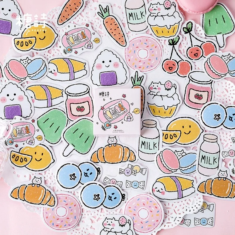 AngelHere Store 45 шт./лот Kawaii наклейки для напитков закуски фрукты японский мультфильм