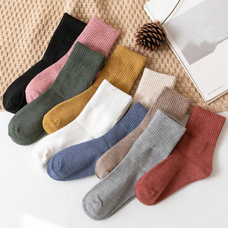 

1Pair High Quality Solid Colors Women Cotton Socks Autumn Winter Soft Warm Soft Short Socks For Lady Girl Female