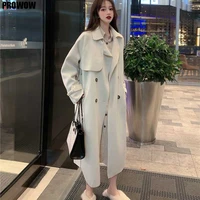 korean ladies one piece double sided woolen waistband jacket elegant office coats 2020 autumn winter lady cardigan and overcoat