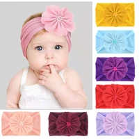 baby girls lotus flower nylon headband knot elastic newborn toddler turban headwraps kids hair cute accessories gifts