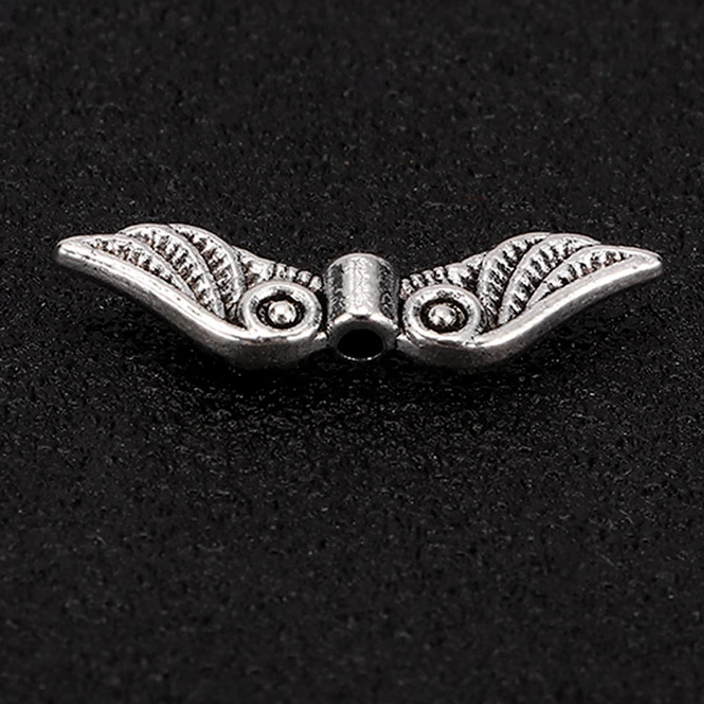 Новинка 20 шт винтажный серебристый оттенок крылья Ангела бусины для